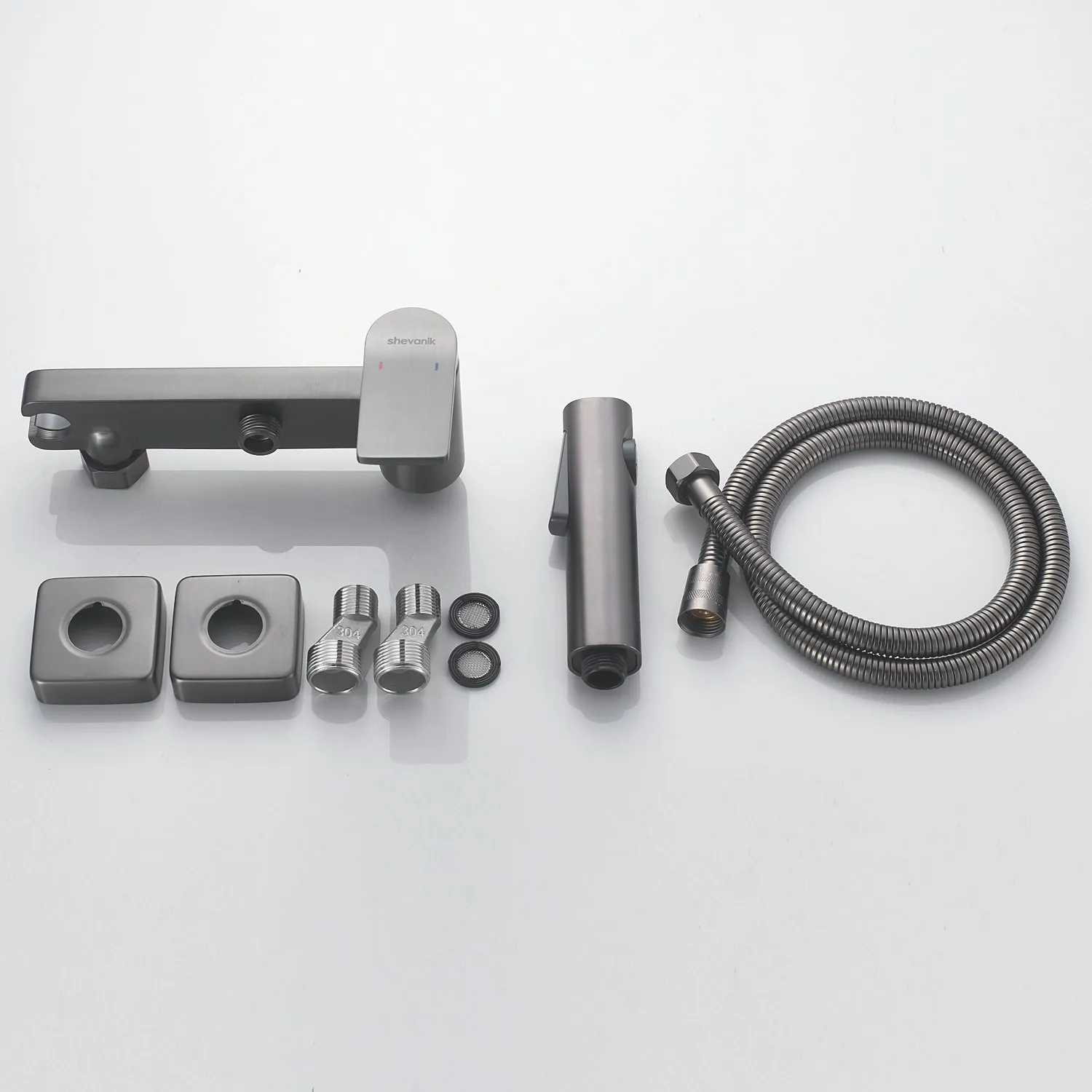 Гигиенический душ со смесителем Shevanik S4105T-1, оружейная сталь