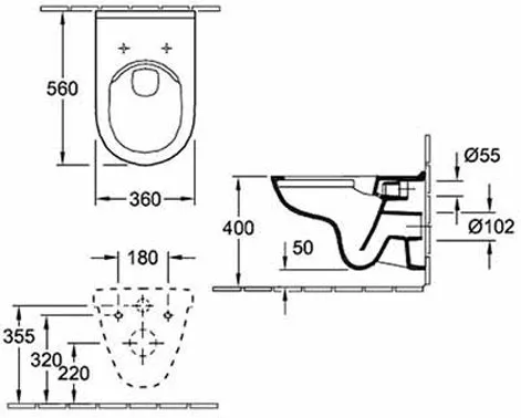 Унитаз подвесной Villeroy & Boch O.Novo Directflush (5660HRR1) с микролифтом