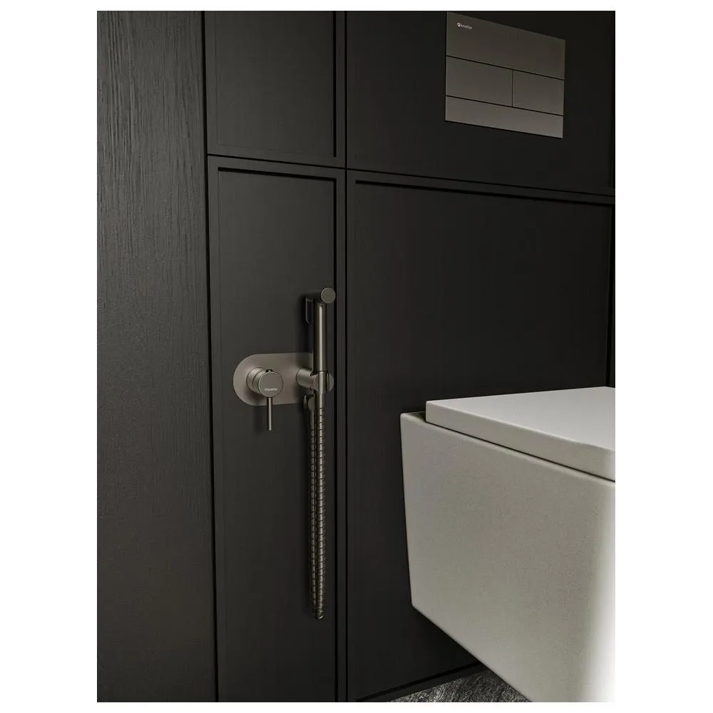 Гигиенический душ со смесителем встраиваемый Knotlor FHS01S1GM, вороненая сталь