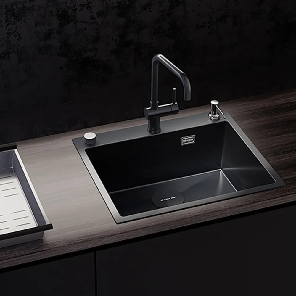 Кухонная мойка Ulgran Steel 600х500, вороненая сталь