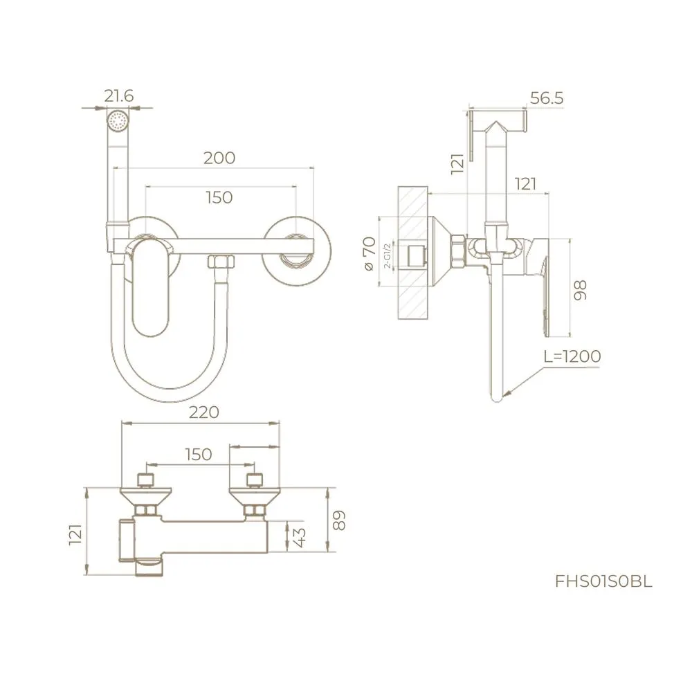 Гигиенический душ со смесителем Knotlor FHS01S0BL, черный