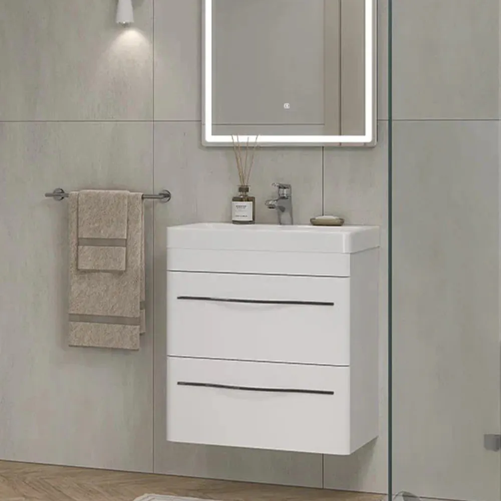 Тумба с раковиной подвесная Velvex Jill tp.JIL.9595.60.2Y белый матовый, 60 см