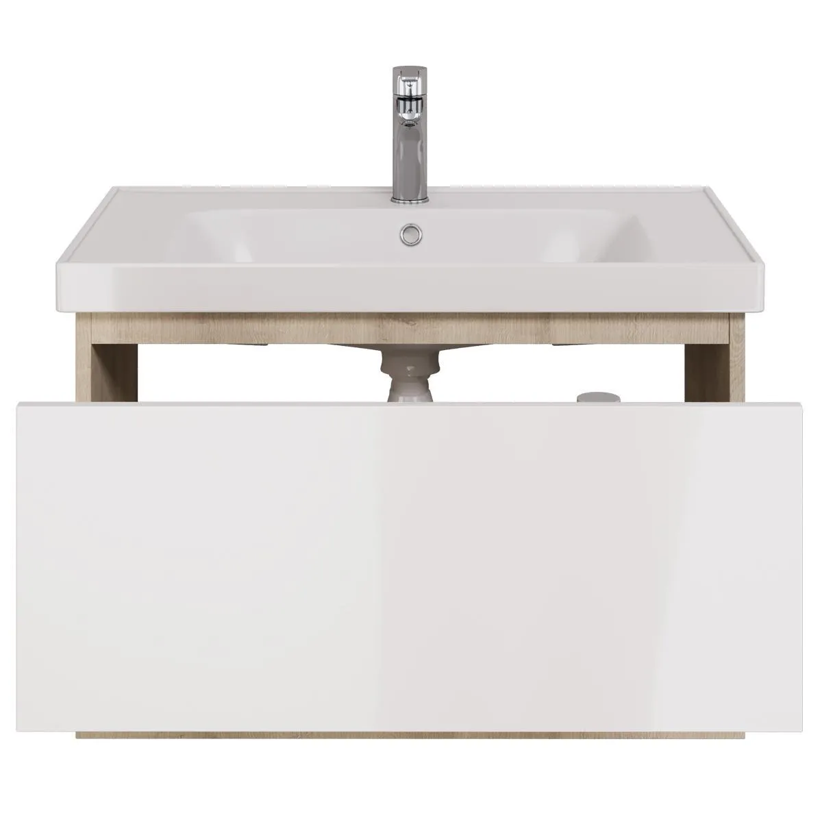 Тумба с раковиной подвесная Dreja Perfecto 90 см, дуб эврика/белый