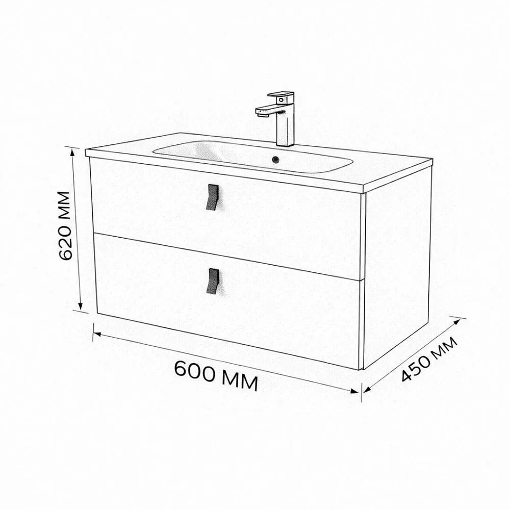 Тумба с раковиной подвесная (60см) Terminus Kontur KON10602200001O, венге/графит