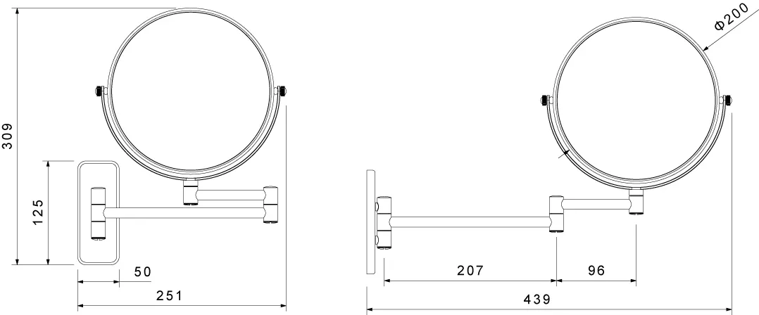 AQ4911BG зеркало косметическое настенное 5х, шлиф. золото