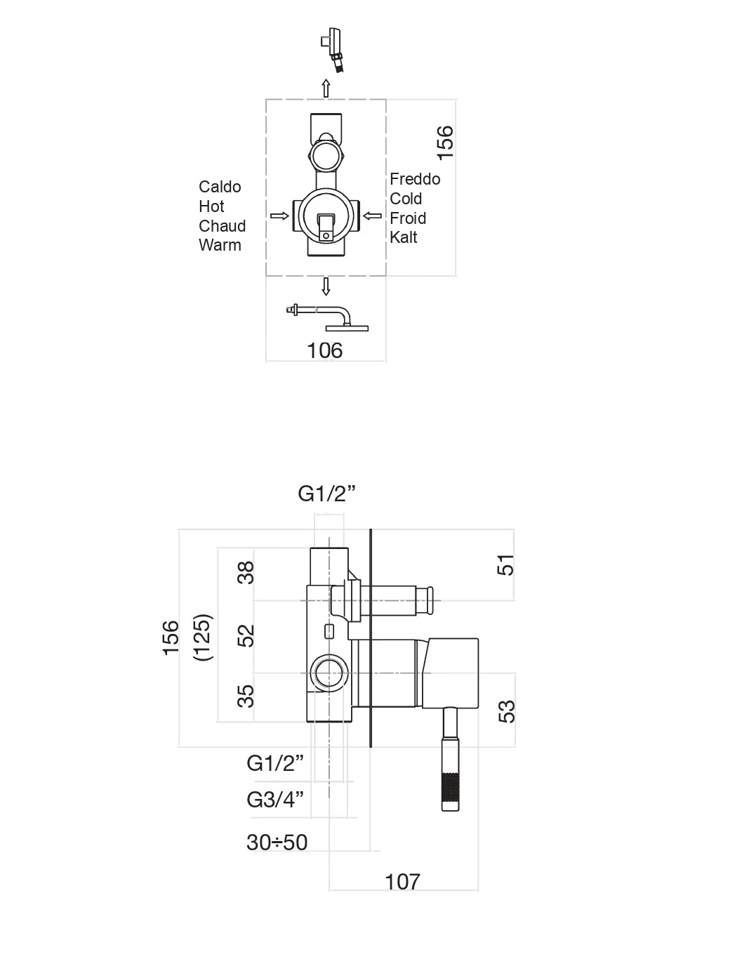 Смеситель для душа Fiore XENON 44NN7517, черный