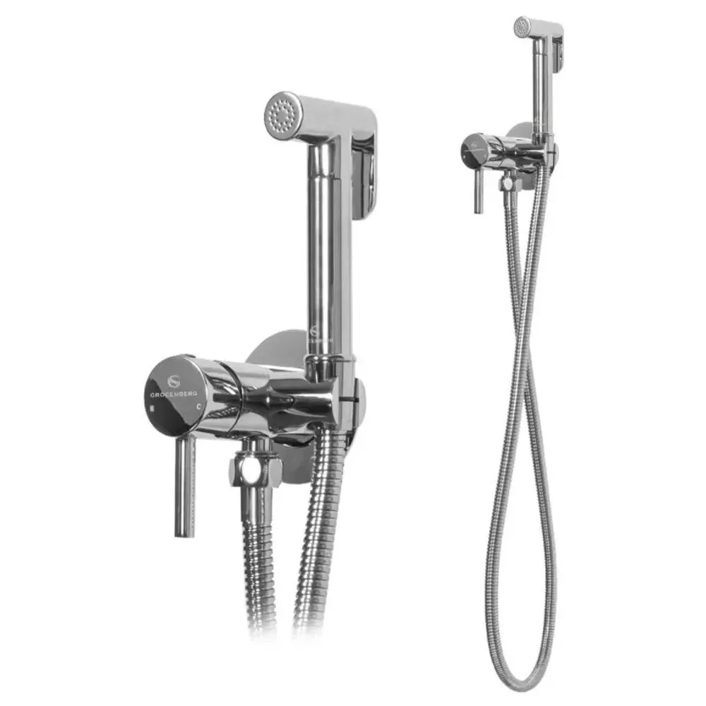 Гигиенический душ со смесителем встраиваемый Grocenberg GB001CR, хром