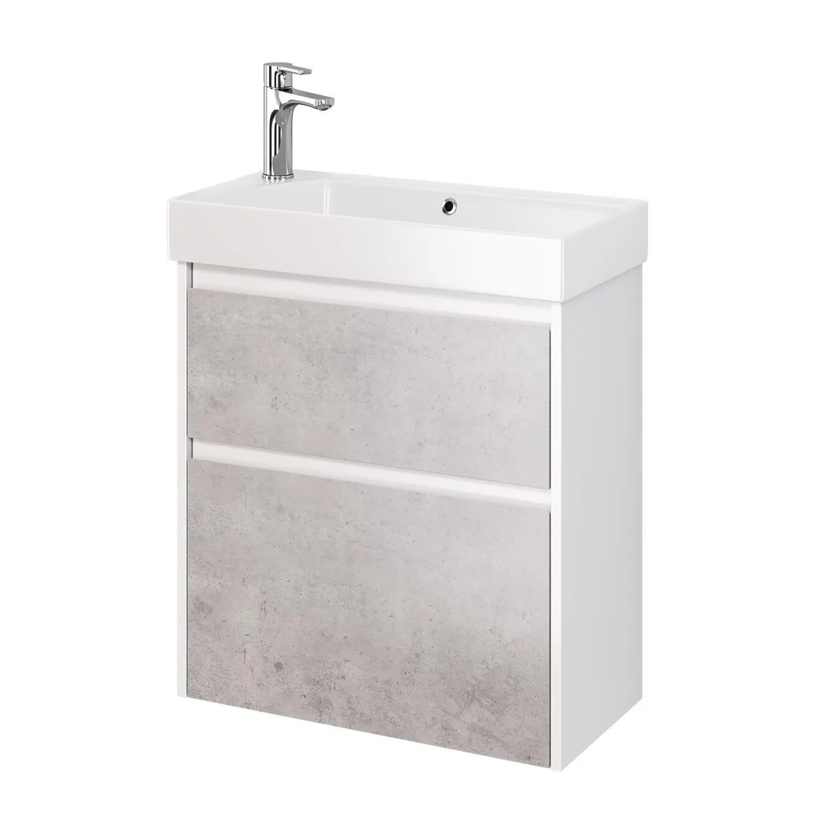 Тумба под раковину подвесная Dreja Slim 65 см, белый/бетон
