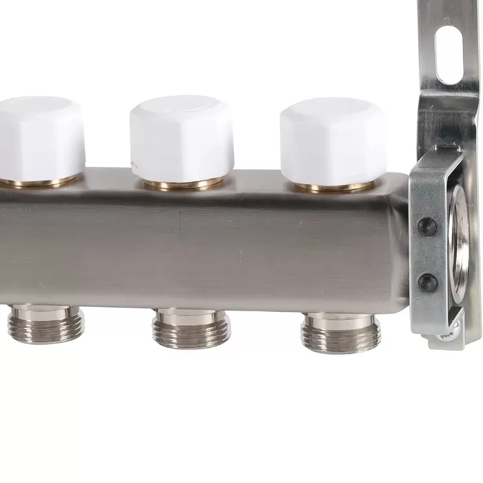 Коллектор Rommer 1"x3/4" на 10 контуров с запорными клапанами (нерж. сталь) (RMS-3200-000010)