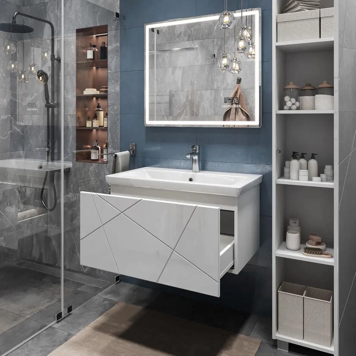 Тумба с раковиной подвесная VIGO Geometry 035, 80 см