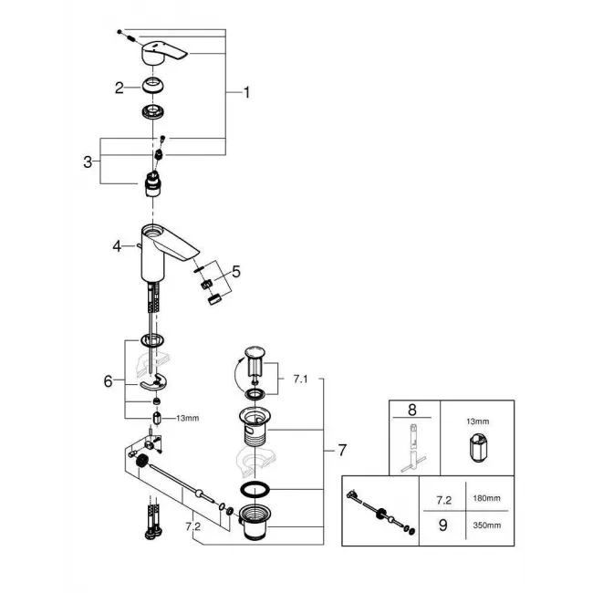 Смеситель для раковины GROHE Eurosmart корпус маленький, хром (арт. 33265003)