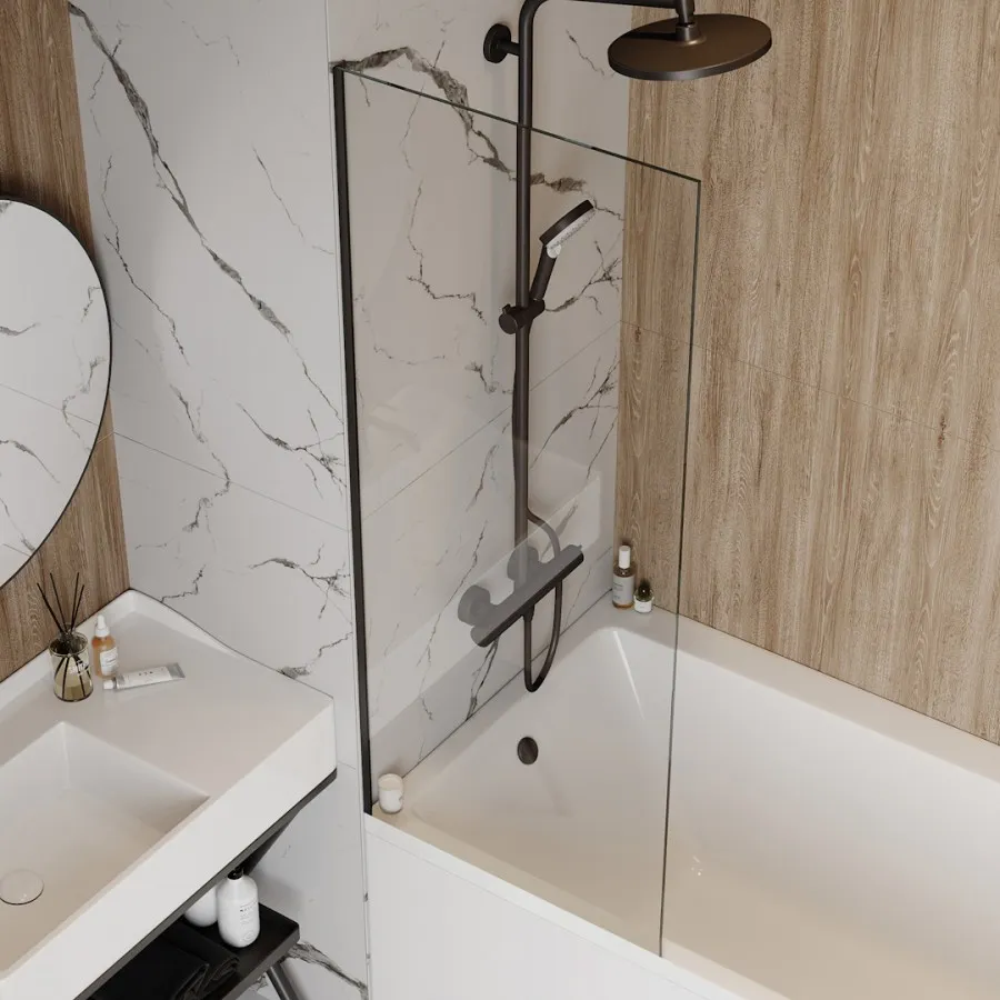 Шторка на ванну 60x140 Maretti Project Black PB41F6014099, черный профиль