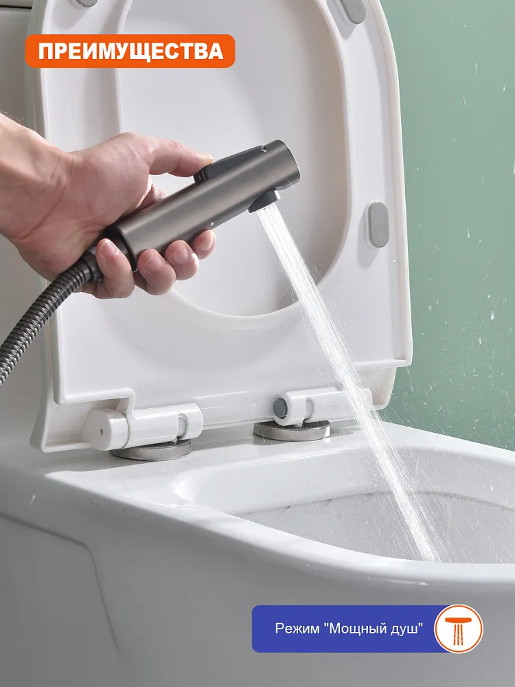 Гигиенический душ со смесителем Prohanss P91.51.09, графит