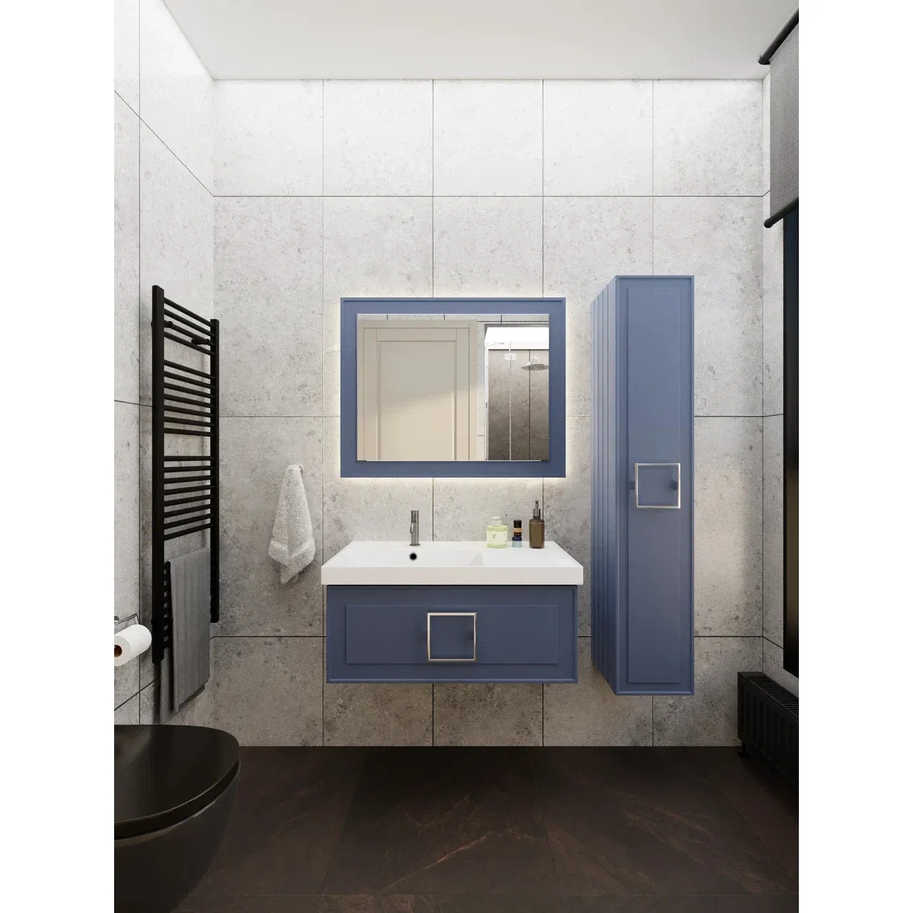 Тумба под раковину подвесная La Fenice Cubo FNC-01-CUB-BG-90, синяя