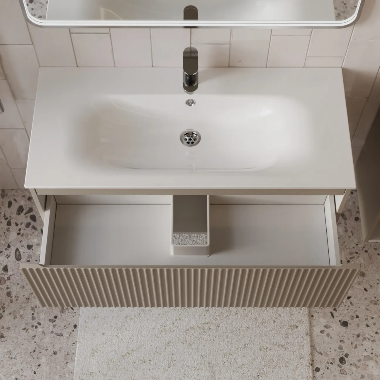 Тумба с раковиной подвесная (100см) Terminus Sicilia SIC101001200501O, капучино