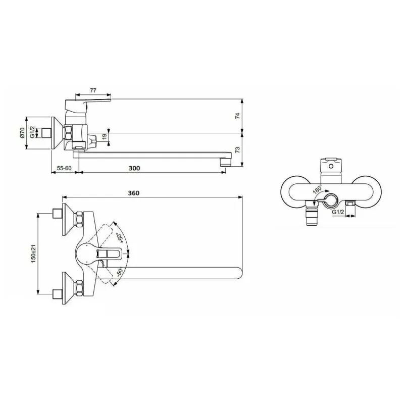 Смеситель для ванны D-Lin D147601, хром