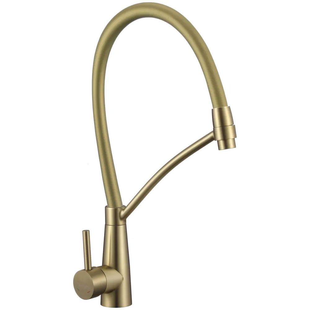 Смеситель для кухни с гибким изливом Fmark FS8255C-07, матовое золото