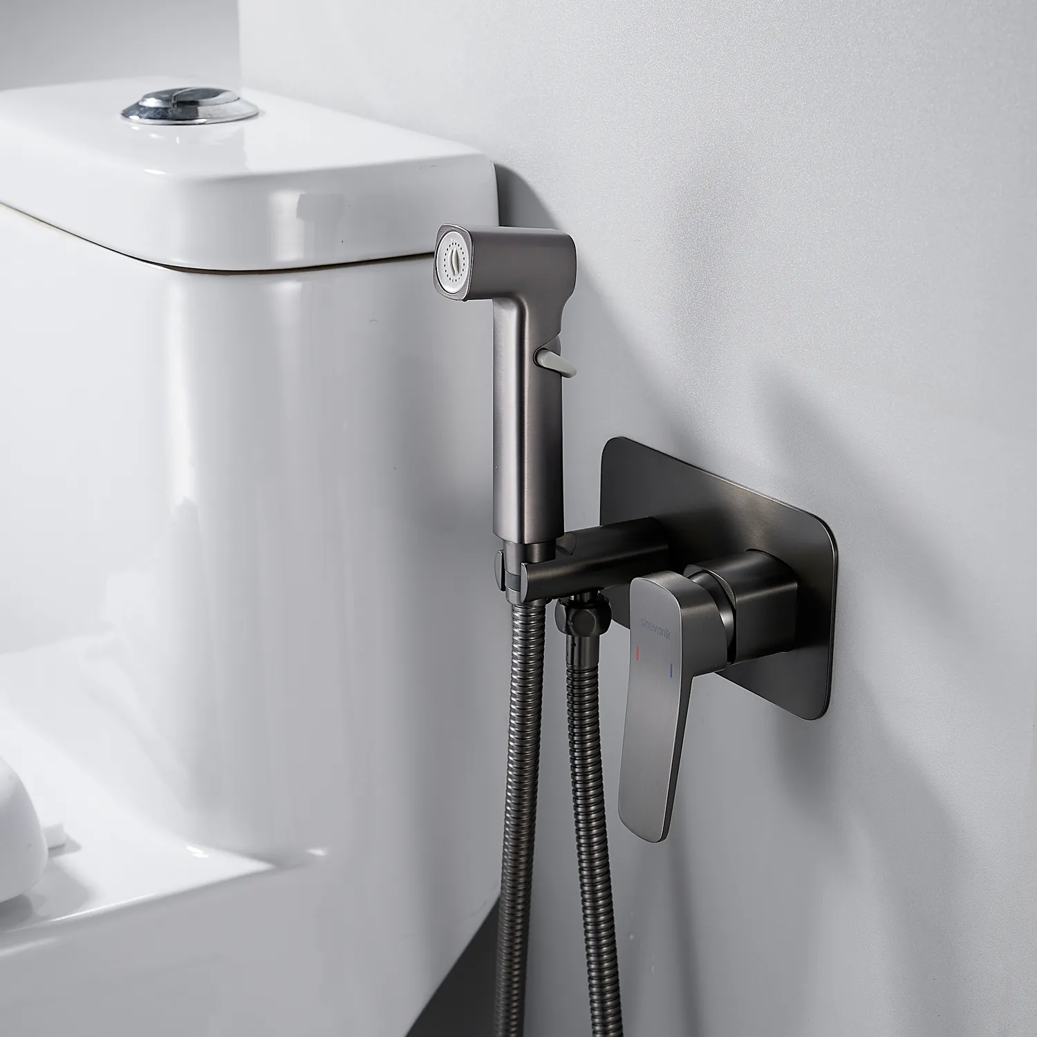 Гигиенический душ со смесителем Shevanik S9905T, оружейная сталь