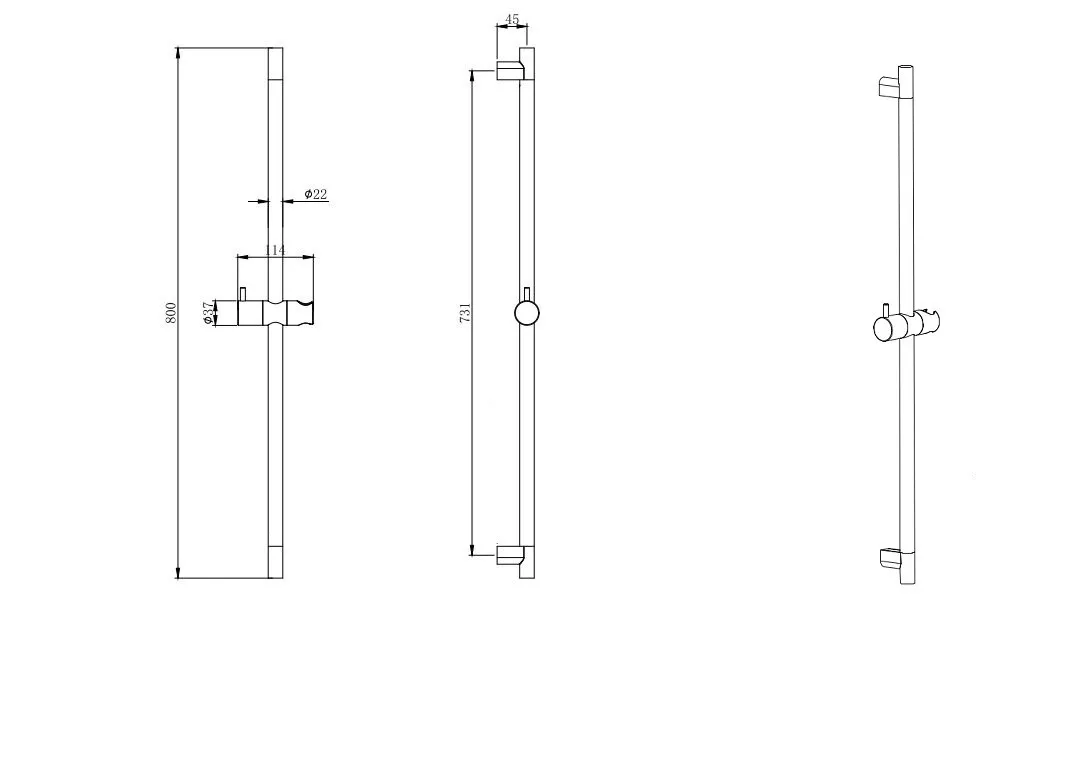 Душевая штанга AQUATEK AQ2000MB, матовый черный