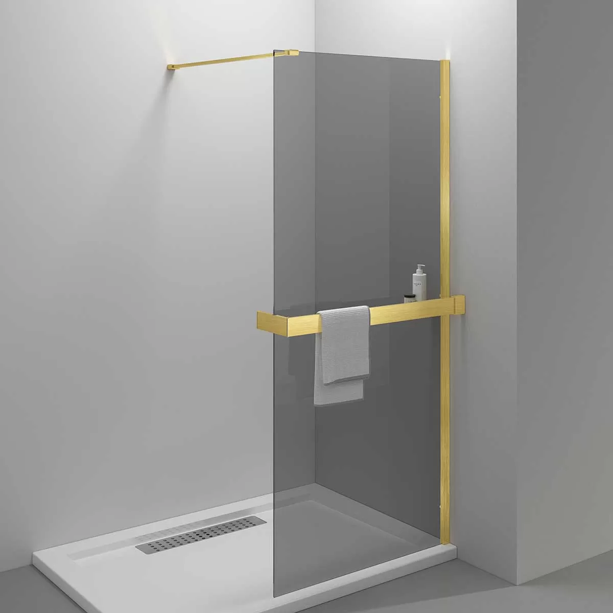 Душевая перегородка Vincea Walk-In HR (VSW-4HR900CGG) 900х2000 мм, брашированное золото, стекло тонированное