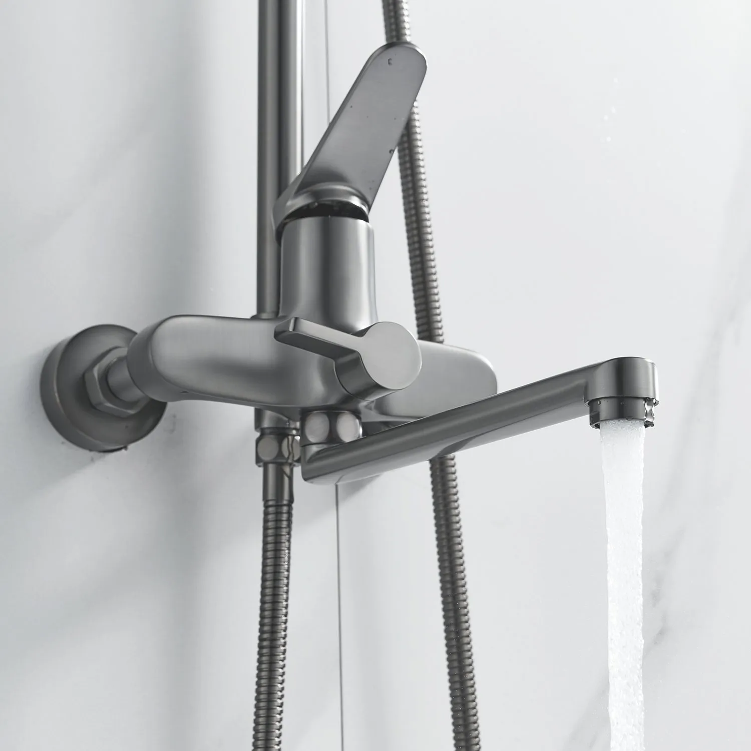 Душевая система Shevanik S6236T, оружейная сталь