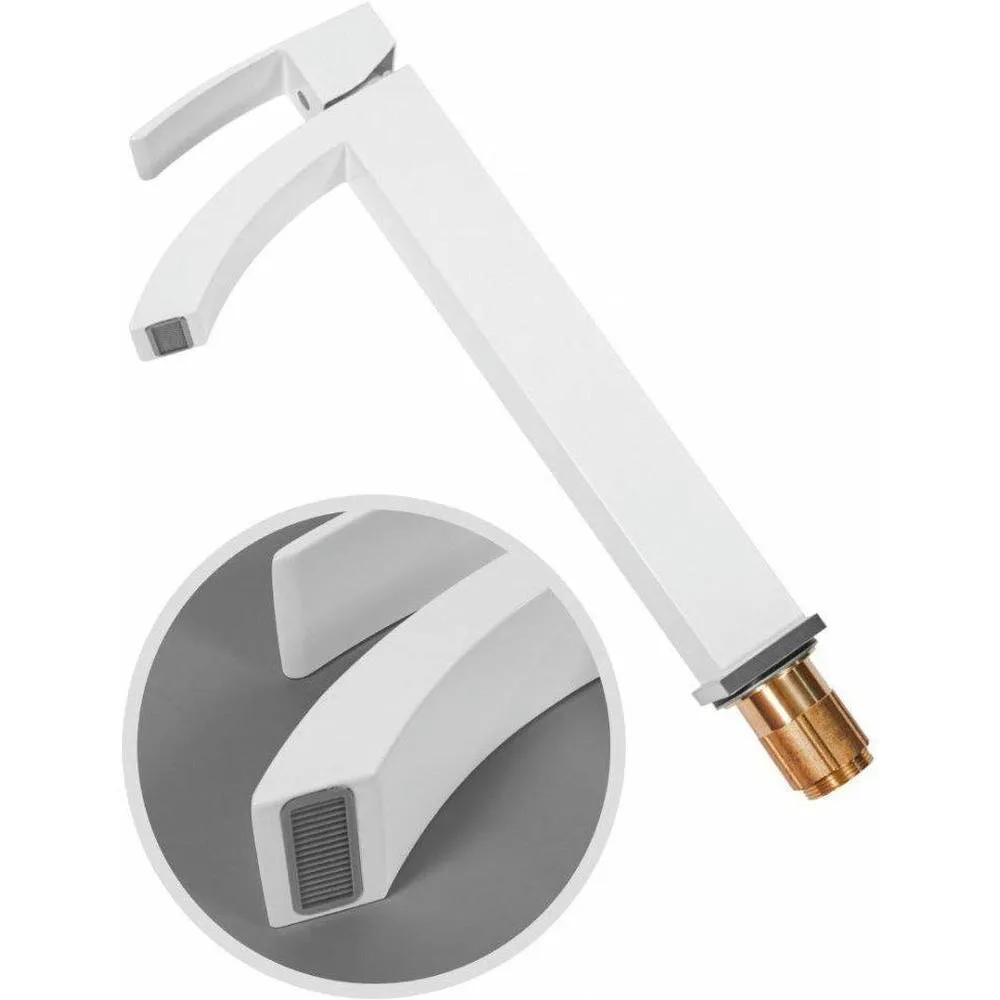 Смеситель для раковины высокий Hansberge H2077W, белый/хром