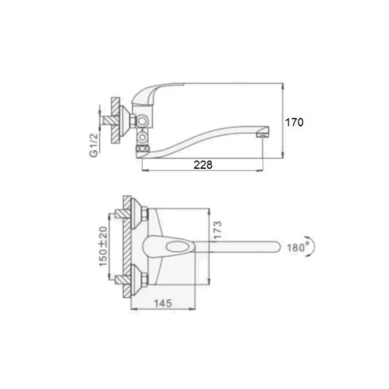 Смеситель для ванны D-Lin D140430, хром