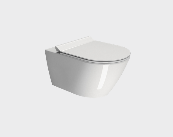Унитаз подвесной GSI Kube X 550 мм х 360 мм, c Genius Flush, с крепежом, белый глянцевый (9413FR511)