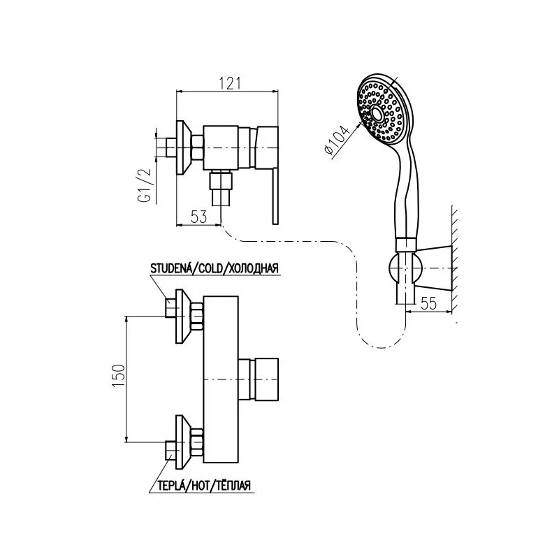 Смеситель для душа Rav Slezak Zambezi ZA081.5/2