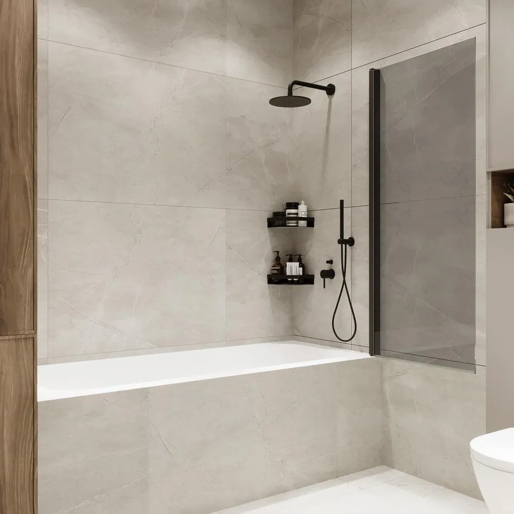 Шторка на ванну распашная Terminus Ното 150х70 тонированная, черный