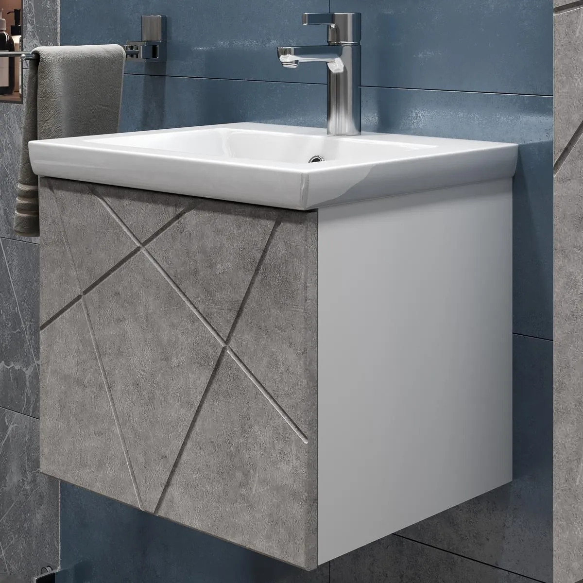 Тумба с раковиной подвесная VIGO Geometry 032 бетон, 50 см