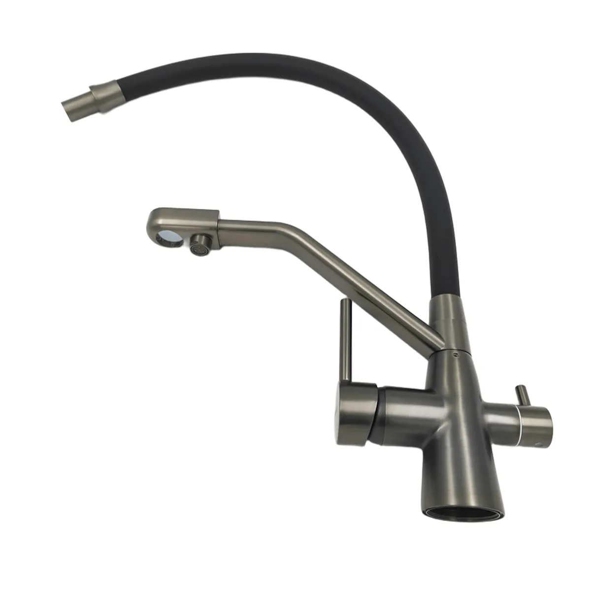 Смеситель для кухни с гибким изливом и подключением фильтра Maretti Eleganza EN31RGF14, оружейная сталь