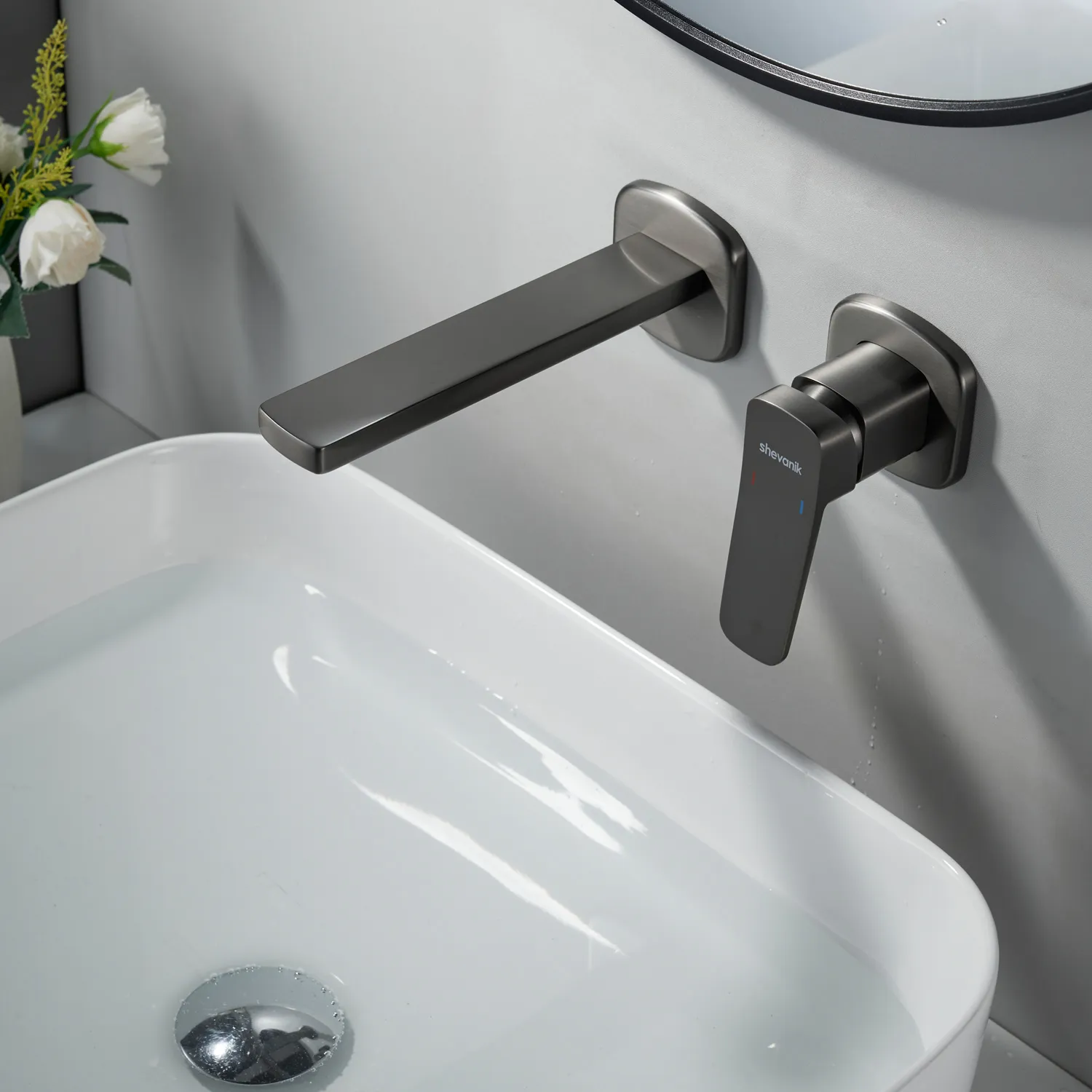Смеситель для раковины встраиваемый Shevanik S9941T, оружейная сталь