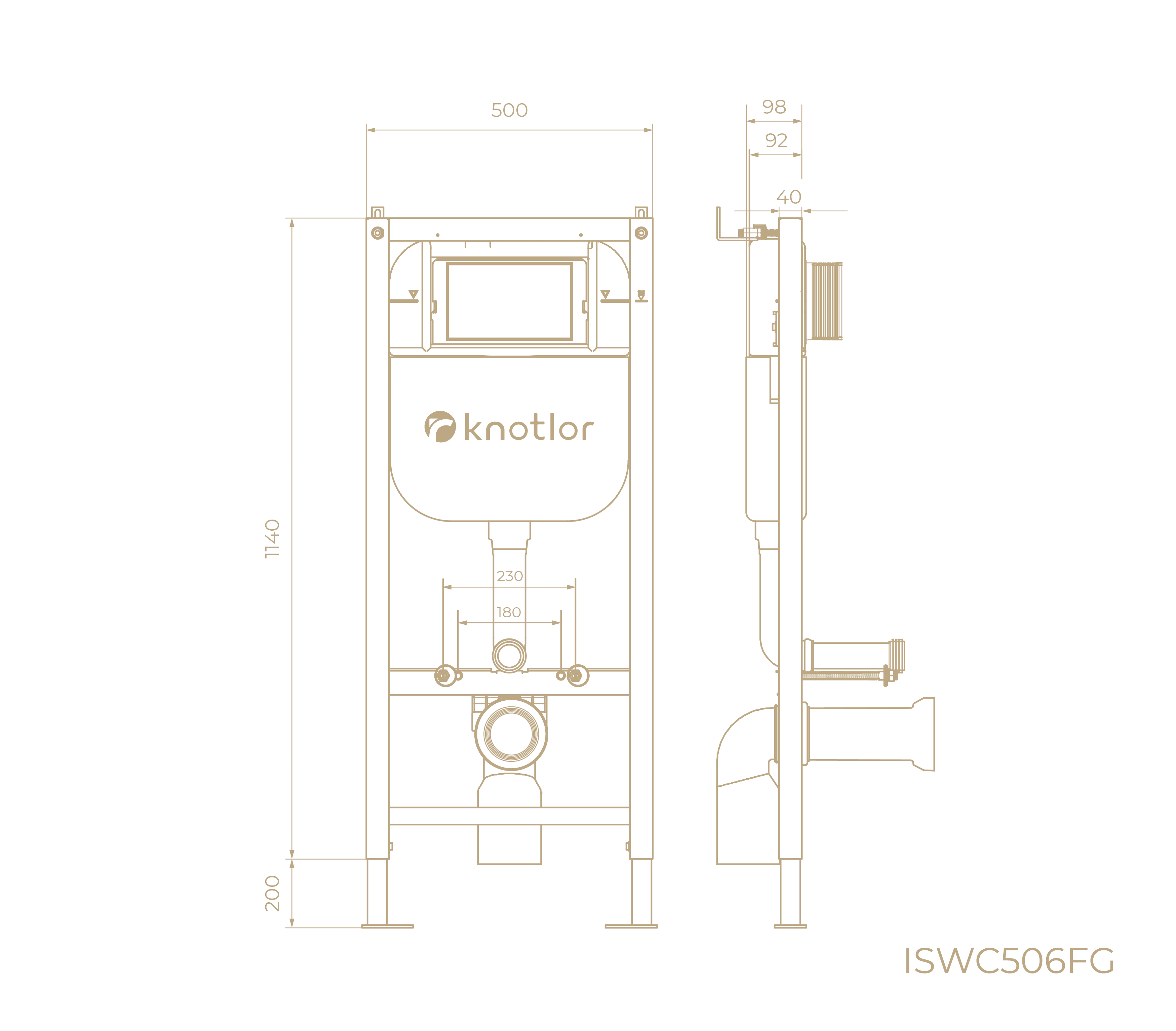 Инсталляция для подвесного унитаза Knotlor ISWC506FG (серия 1), бирюзовый