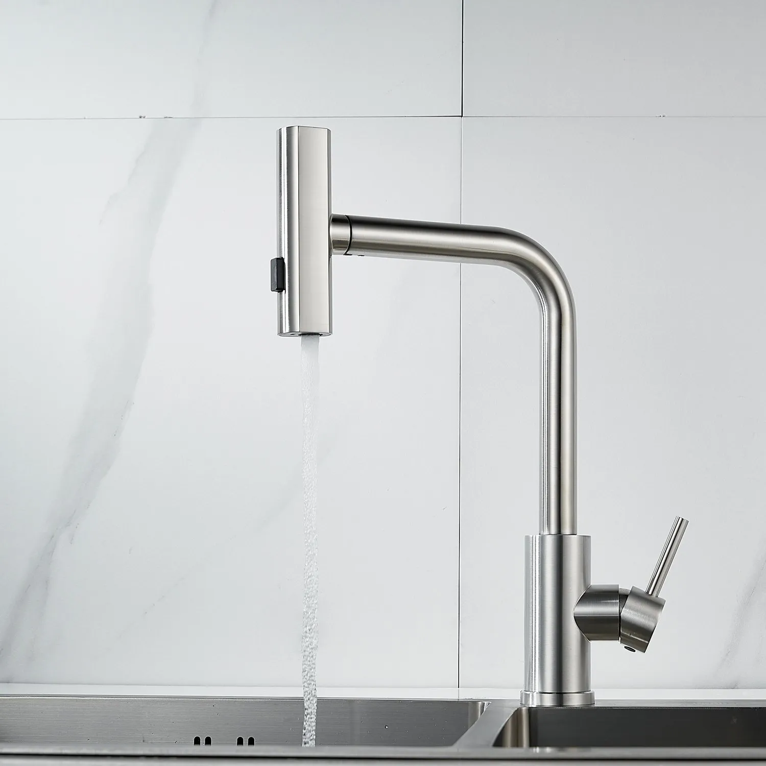 Смеситель для кухни с мультифункциональным изливом Raffine F203L, сатин