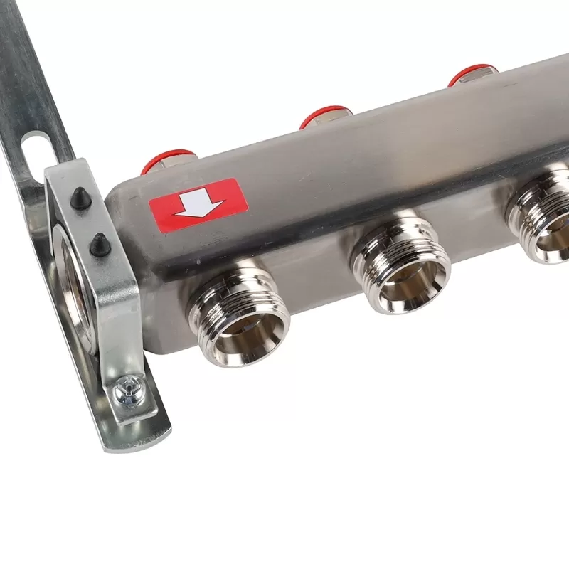 Коллектор Rommer 1"x3/4" на 6 контуров с запорными клапанами (нерж. сталь) (RMS-3201-000006)