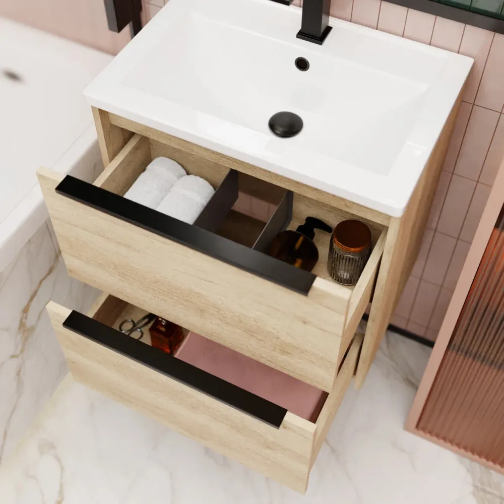 Тумба под раковину подвесная La Fenice Tesoro FNC-01-TES-DNN-60-2, натуральный