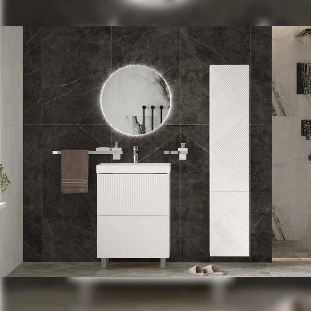 Тумба с раковиной напольная Velvex Edge tn.EDG.9696.60.2Y белый глянец, 60 см