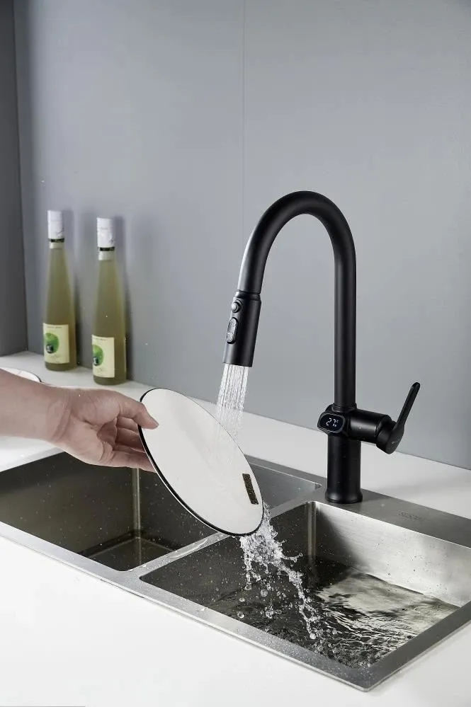 Смеситель для кухни с индикатором температуры Knotlor KN-100/BL, черный