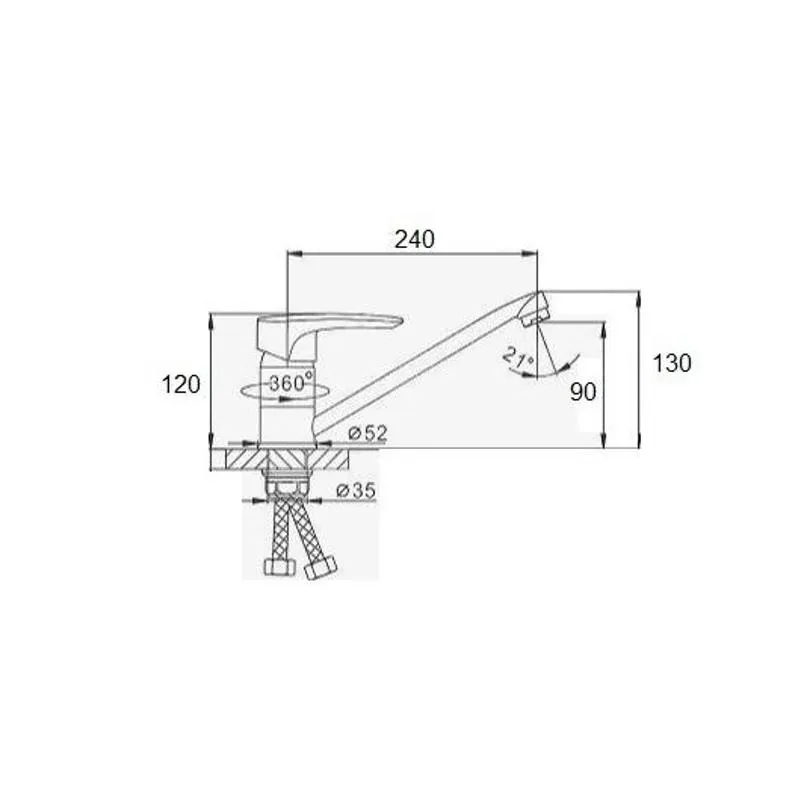 Смеситель для кухни D-Lin D154422-6, хром