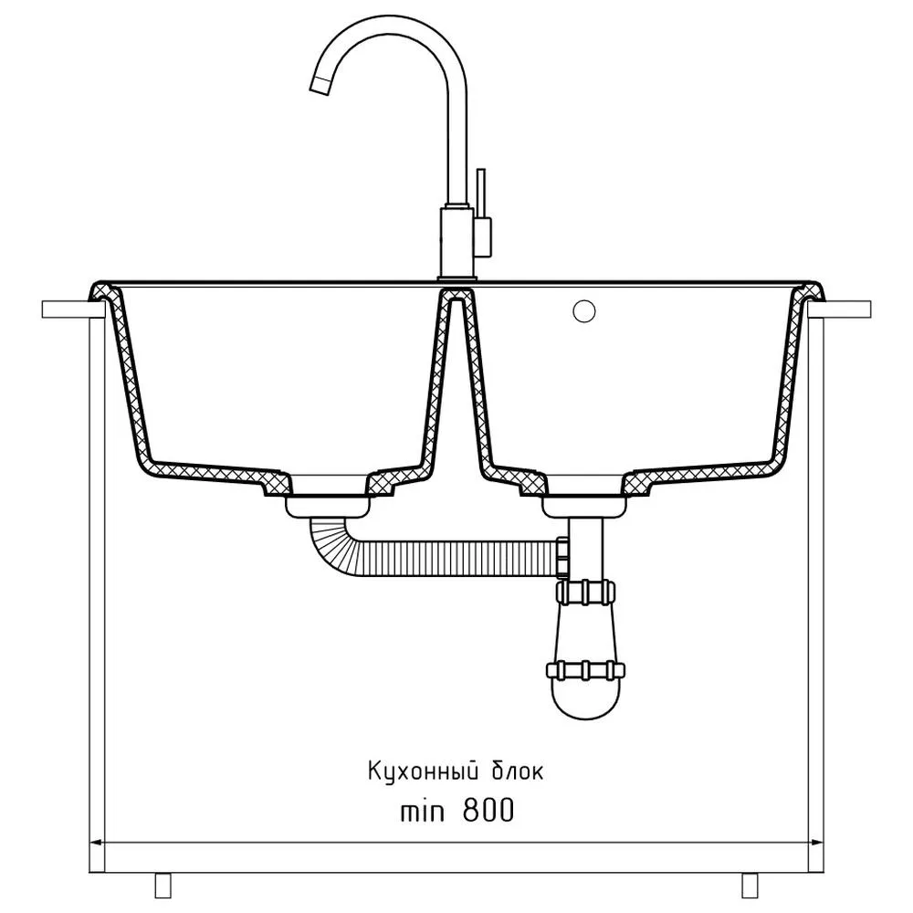 Кухонная мойка GranFest QUARZ 15, темно-серый