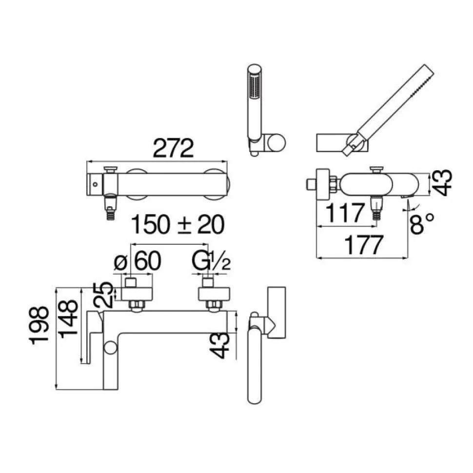 Смеситель для ванны Nobili Up UP94110BM Velvet black