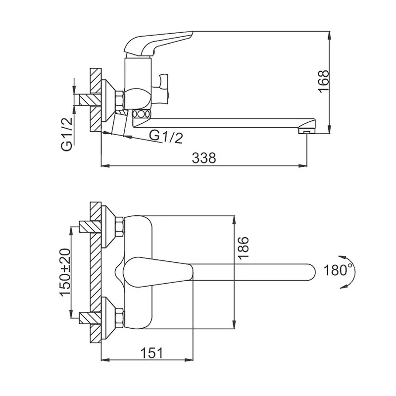 Смеситель для ванны FRUD R22102, хром