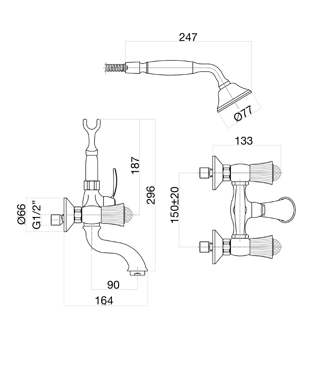 Смеситель для ванны Fiore VENERE SKY (SWAROVSKI®) 13CR0600, золото