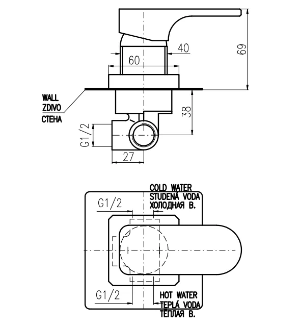 Смеситель для душа Rav Slezak Yukon YU183