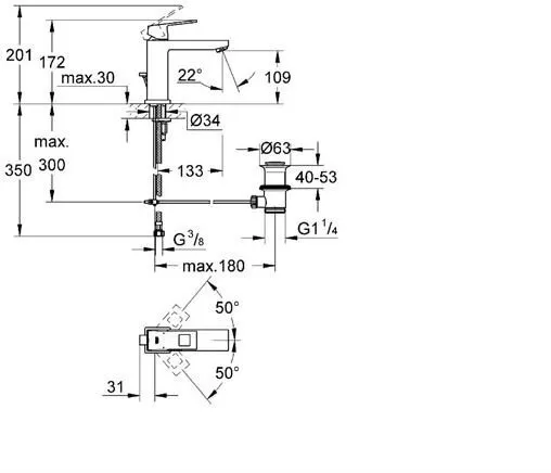 Смеситель для раковины GROHE Eurocube стандартный, хром (арт. 23445000)