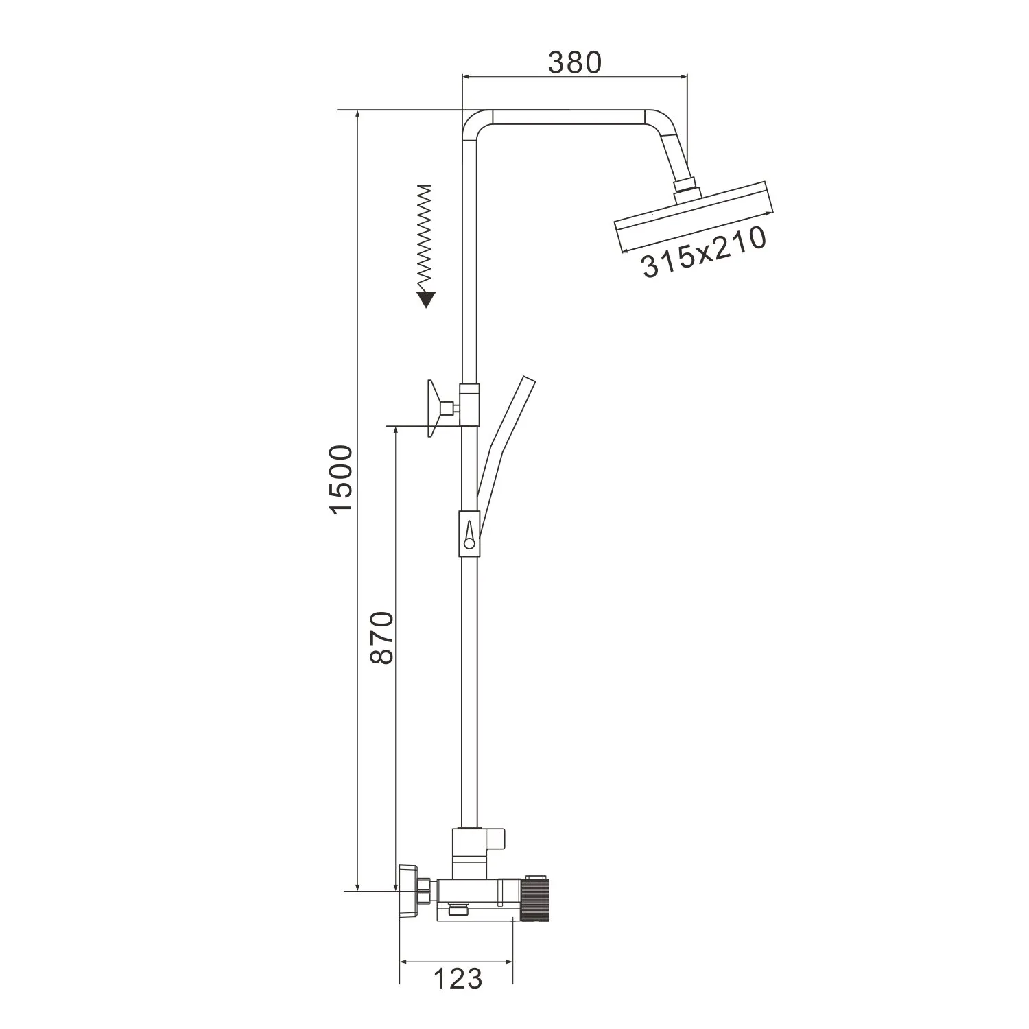 Душевая система с термостатом Rose R1896H-6, черный