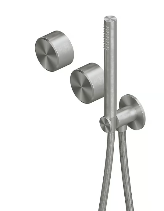 Смеситель для душа Quadro design Stereo, на 2 потребителя, сталь брашированная (16 68 AS)