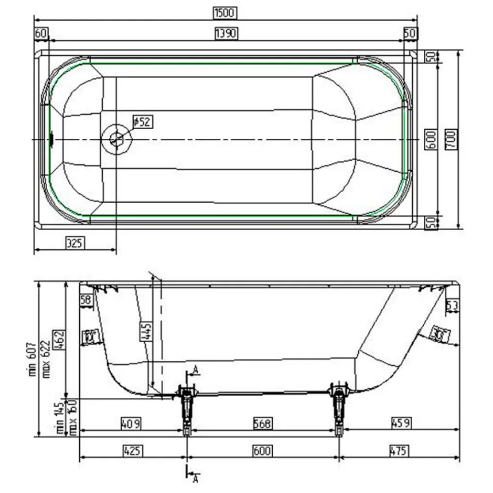 Чугунная ванна Wotte Start 150х70