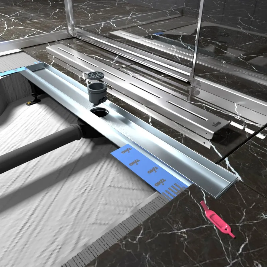 Душевой лоток TIMO Drain Protect 800 с вставкой SG20, сатин (DP20800-SG20800)